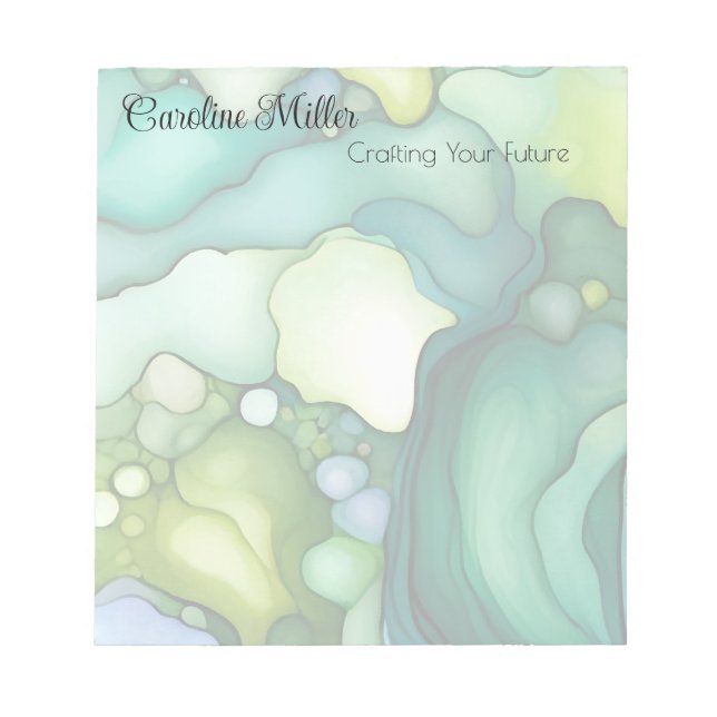 Serenity in Green Abstract Flowing Forms Notepad (Front)