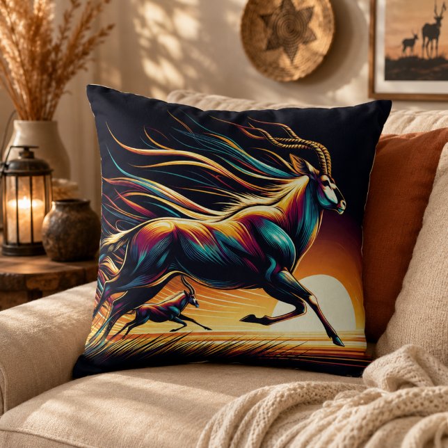Serenity in Motion Antelope-Inspired Cushion (Serenity in Motion Antelope-Inspired Throw Pillow)