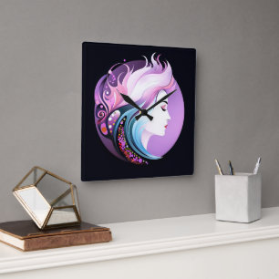 "Serenity in Style" Women's Beauty     Square Wall Clock