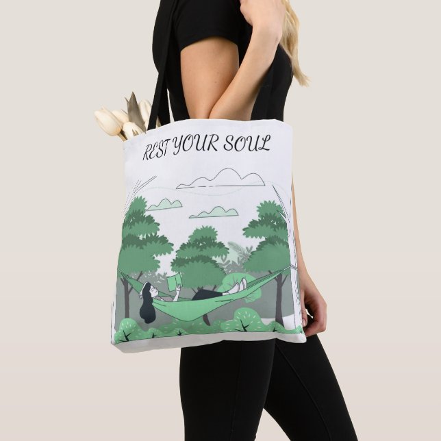 Serenity in the Pages Tote Bag (Close Up)