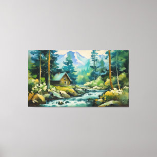Serenity in the Pines Mountain Cabin Canvas Print