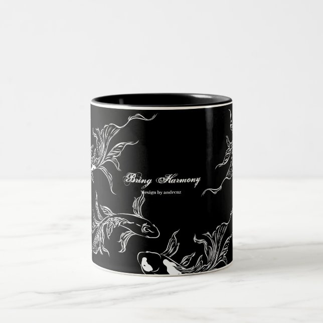 Serenity Koi Art Two-Tone Coffee Mug (Center)