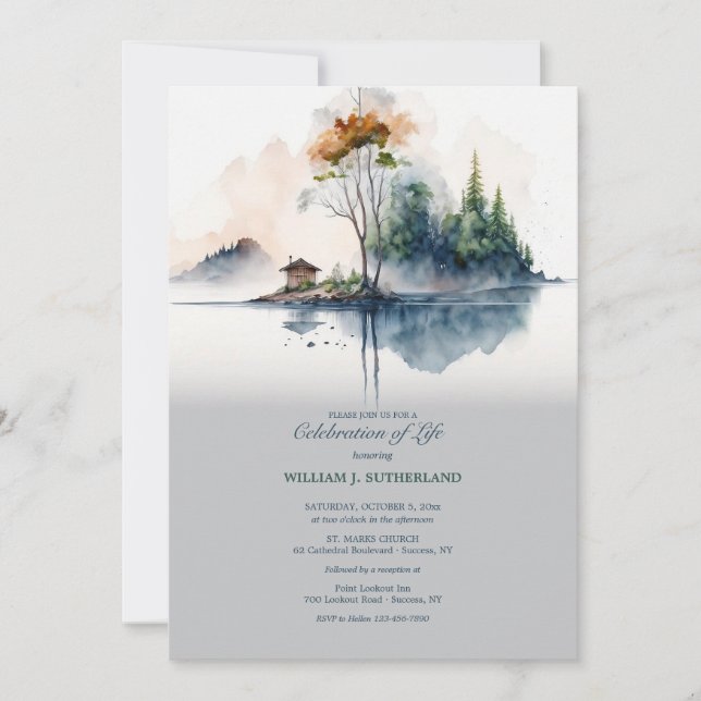 Serenity Lake Celebration of Life Invitation (Front)