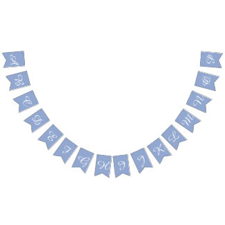 Serenity Light Blue & White Script Letters Custom Bunting