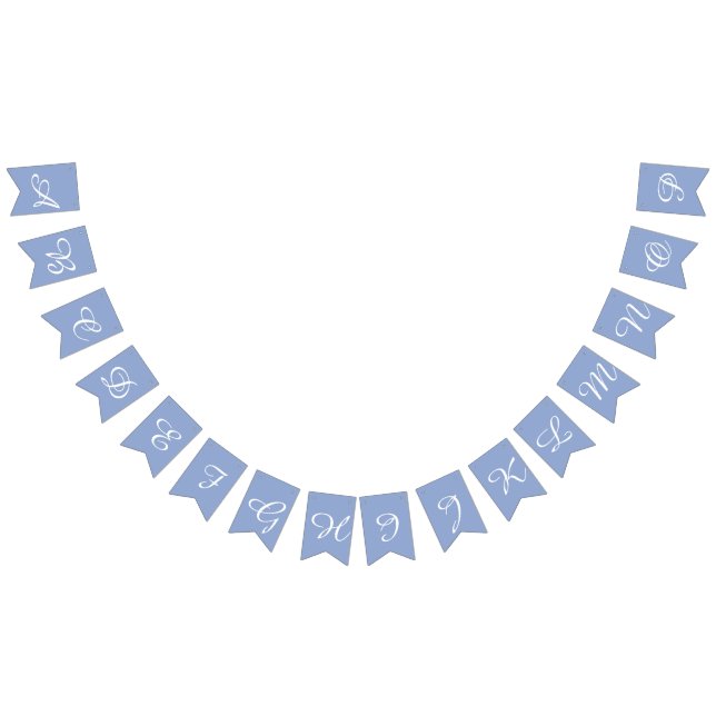 Serenity Light Blue & White Script Letters Custom Bunting (All)