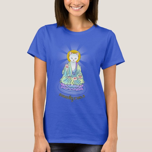 Serenity Meow Buddha Cat Lotus Shirt (Front)