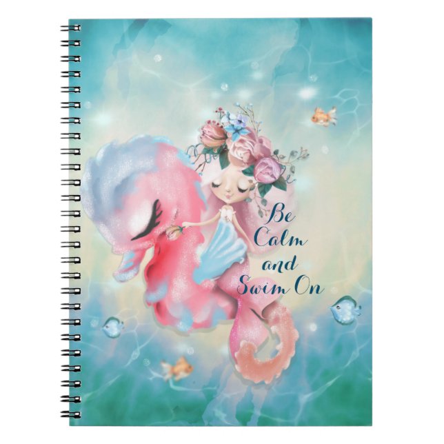 Serenity Mermaid- Keep calm and swim on Notebook (Front)
