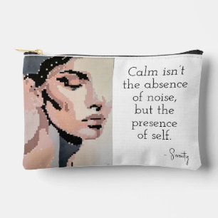 Serenity Modern Neutral Pixel Art Portrait Accessory Pouch