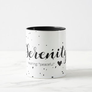 Serenity Name Meaning Minimal Modern Black White Mug