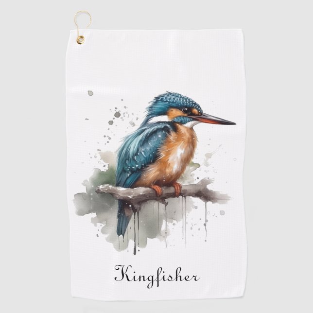 Serenity of the Kingfisher Golf Towel (Front)