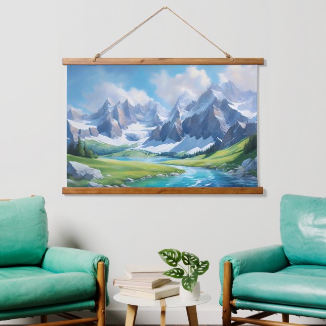 Serenity of the Mountains Peaceful Nature  Hanging Tapestry (Living Room)