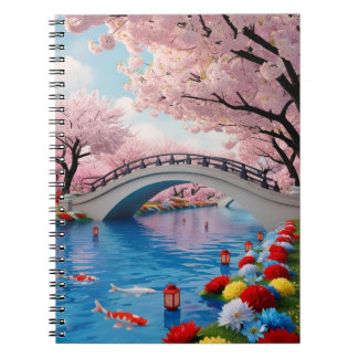Serenity Over the Sakura Bridge Notebook