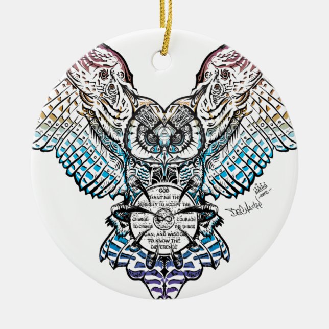 Serenity Owl Ceramic Tree Decoration (Front)