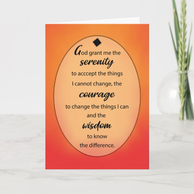 Serenity Prayer 12 Step Recovery Anniversary  Card (Front)