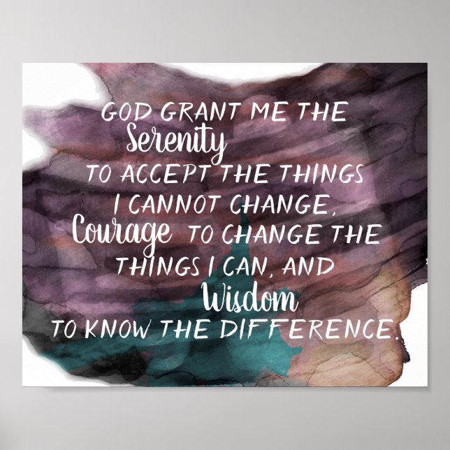 Serenity prayer abstract watercolor design poster (Front)