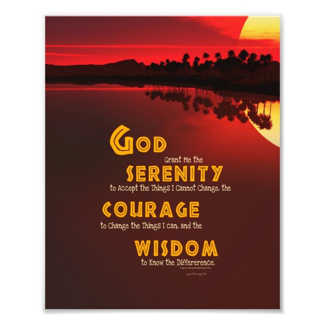 Serenity Prayer: African Red Sun Strength/Recovery Photo Print (Front)