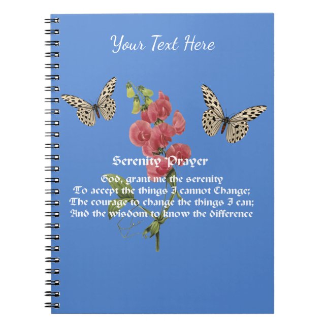 Serenity Prayer And Butterfly     Notebook (Front)