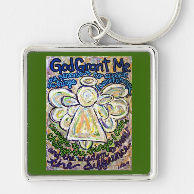 Serenity Prayer Angel Art Painting Keychain (Front)