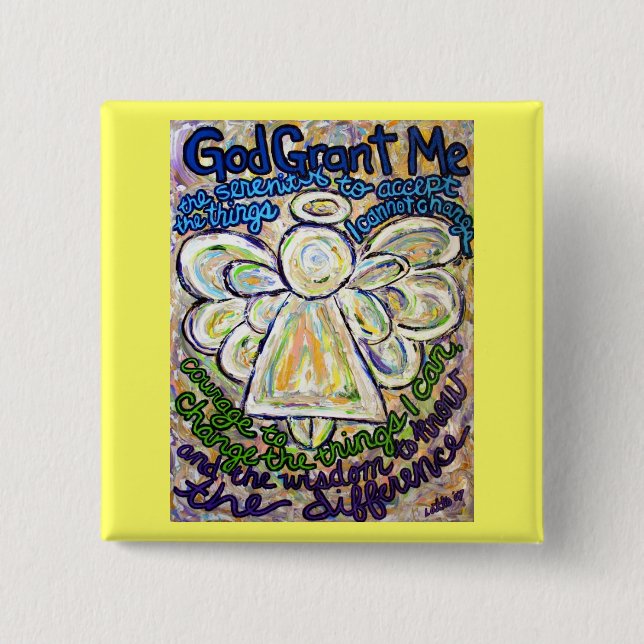 Serenity Prayer Angel Art Painting Pendant 15 Cm Square Badge (Front)