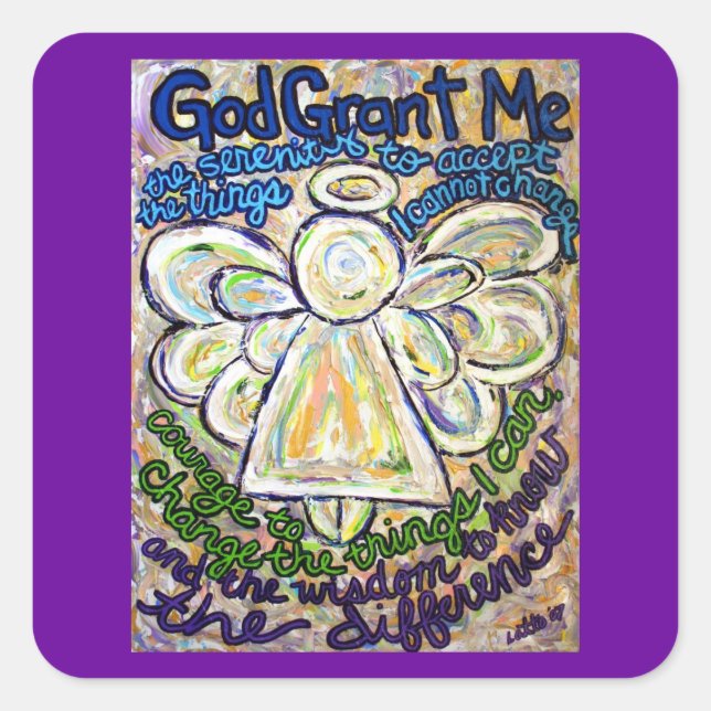 Serenity Prayer Angel Art Painting Stickers (Front)