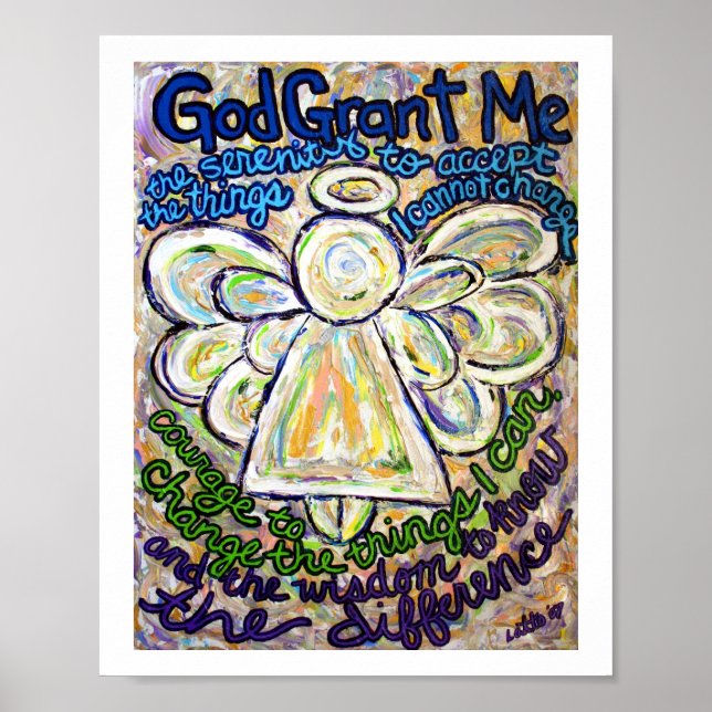 Serenity Prayer Angel Painting Art Poster (Small) (Front)