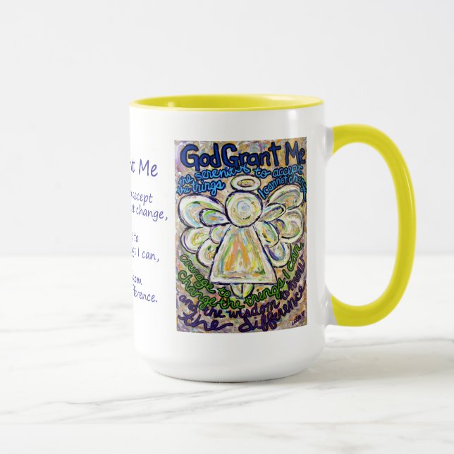 Serenity Prayer Angel Painting Mug or Cup (Right)