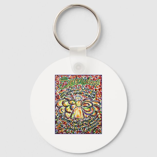 Serenity Prayer Angel (Spanish Text) Key Ring (Front)