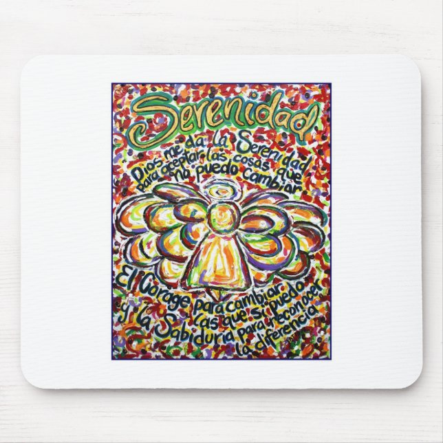 Serenity Prayer Angel (Spanish Text) Mouse Mat (Front)