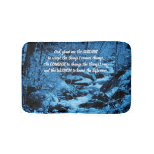 Serenity Prayer Blue Flowing Brook Inspirational  Bath Mat