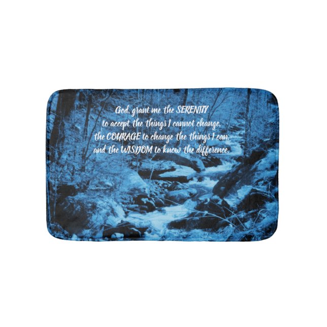 Serenity Prayer Blue Flowing Brook Inspirational  Bath Mat (Front)