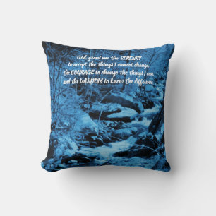 Serenity Prayer Blue Flowing Brook Inspirational  Cushion