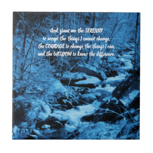 Serenity Prayer Blue Flowing Brook Inspirational  Tile