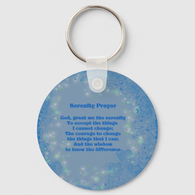 Serenity Prayer Blue Hearts Inspirational Keychain (Front)