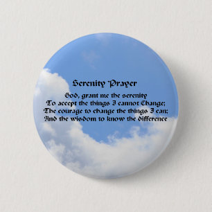 Serenity Prayer Blue Sky Affirmation Button Pin