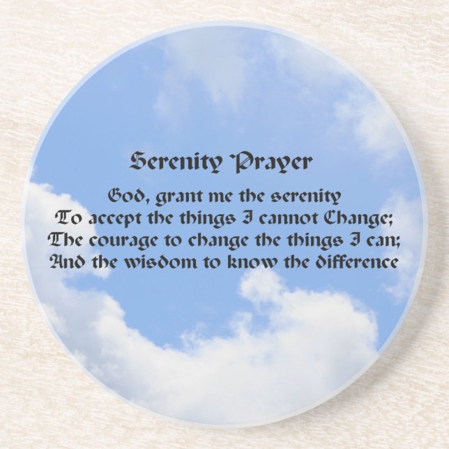 Serenity Prayer Blue Sky Inspirational Coaster (Front)