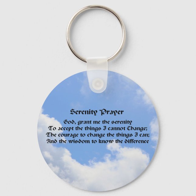 Serenity Prayer Blue Sky Inspirational Keychain (Front)