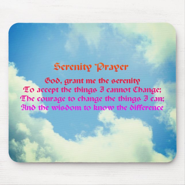 Serenity Prayer Blue Sky Inspirational Mouse Mat (Front)