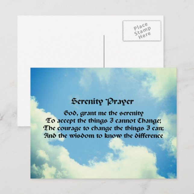 Serenity Prayer Blue Sky Inspirational Postcard (Front/Back)