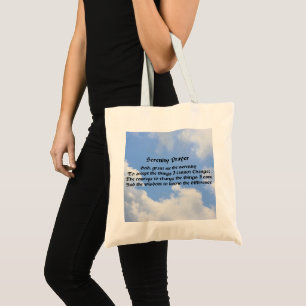 Serenity Prayer Blue Sky Inspirational Tote Bag