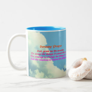 Serenity Prayer Blue Sky Inspirational Two-Tone Coffee Mug