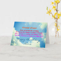 Serenity Prayer Blue Sky Personalised Birthday 