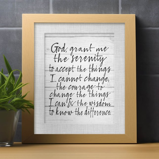 Serenity Prayer - Bounce Calligraphy Script Modern Photo Print (Custom Frameable Art)