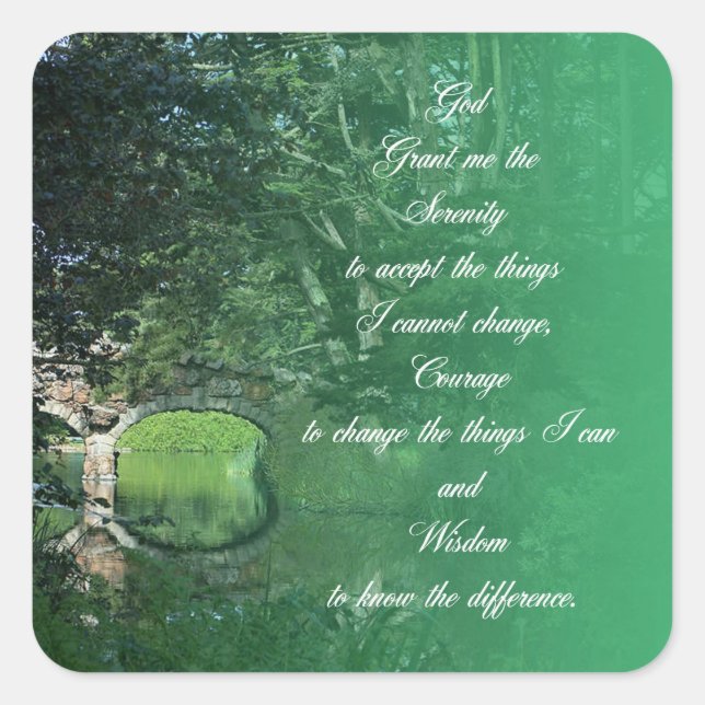 Serenity Prayer Bridge Square Sticker (Front)