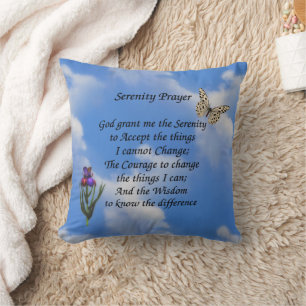Serenity Prayer Butterfly Flower Inspirational  Cushion
