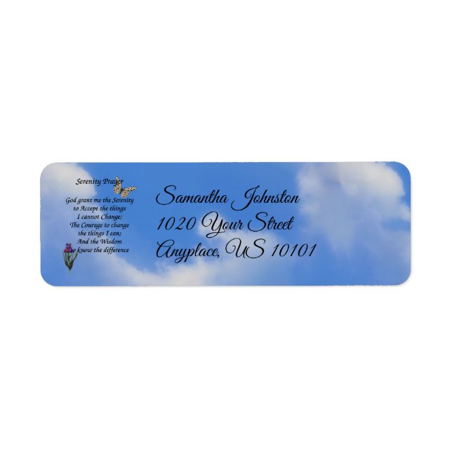 Serenity Prayer Butterfly Inspirational Address (Front)