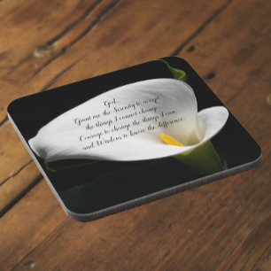 Serenity Prayer Calla Lily Bloom Floral Coaster