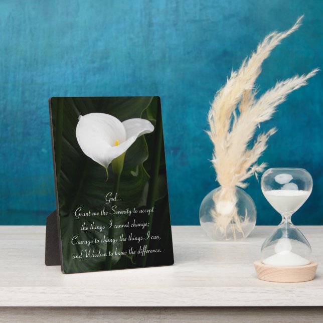 Serenity Prayer Calla Lily Floral Plaque (Side)
