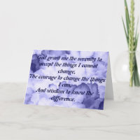 Serenity Prayer Card for AA NA recovery