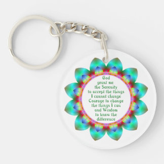 Serenity Prayer centred in12 petal designe flower Key Ring