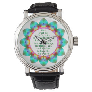 Serenity Prayer centred in12 petal designe flower Watch